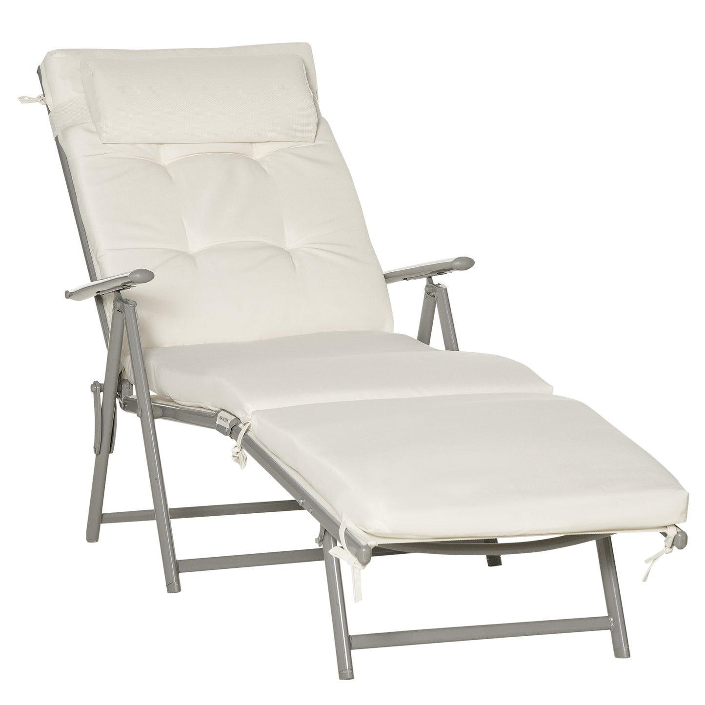 Outdoor Folding Chaise Lounge Chair Recliner with Portable Design, Adjustable Backrest, Cushion and Headrest, Black