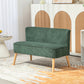 Modern 2 Seater Sofa, Upholstered Two Seater Couch with Rubber Wood Legs, Green