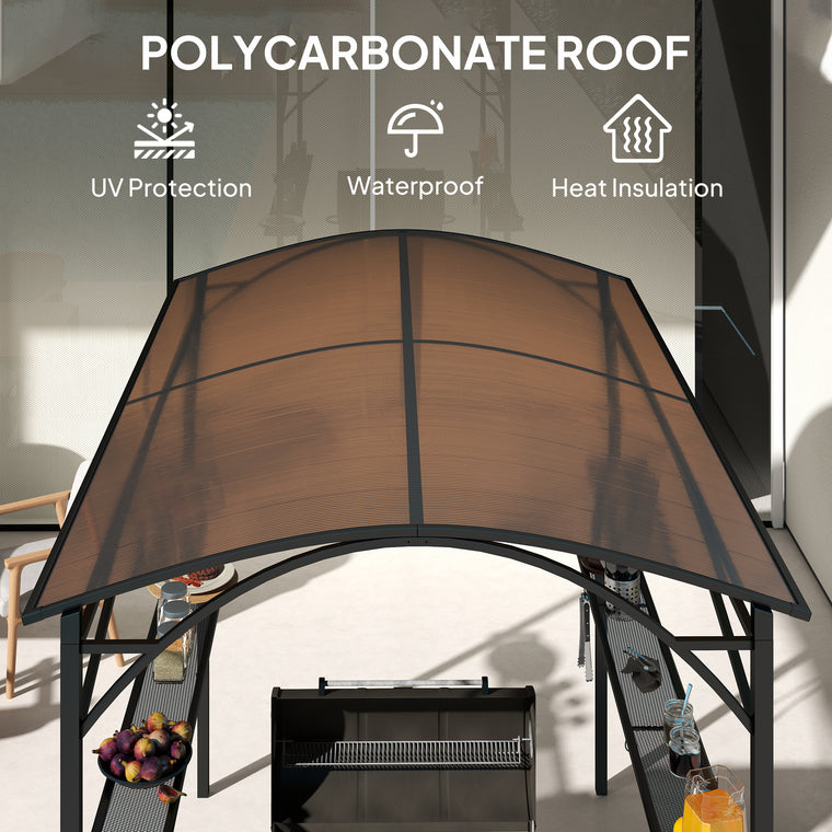 8' x 5' Hardtop Grill Gazebo with PC Board Roof & Side Shelves