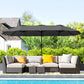 13ft Double-Sided Patio Umbrella with Crank Handle, for Poolside, Deck, Garden, Dark Grey