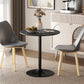 27.6" Round Kitchen Table for 2, Modern Small Dining Table with Wood Veneer, Steel Base for Dining Room, Black