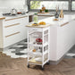 Rolling Kitchen Island Cart, Mobile Utility Storage Cart with Drawer, Wire Storage Basket, Removable Tray, White