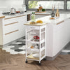 Rolling Kitchen Island Cart, Mobile Utility Storage Cart with Drawer, Wire Storage Basket, Removable Tray, White