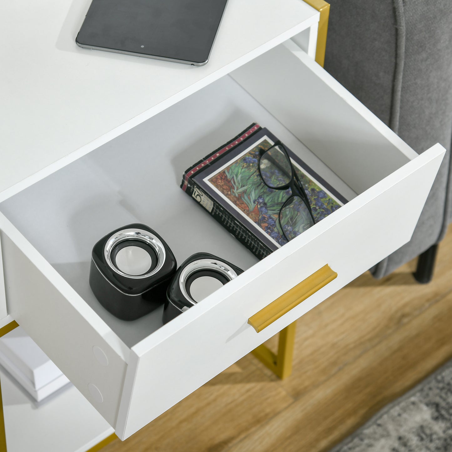 Nightstand Set of 2, Modern Bedside Table with Drawer and Shelf, Bedside Cabinets for Bedroom, White
