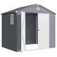 8' x 6' Plastic Garden Storage Shed with Latch Door, Vents, Sloped Roof, Dark Grey