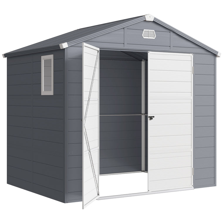 8' x 6' Plastic Tool Shed with Latch Door and Vents