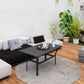 Outdoor Side Table with Slatted Tabletop, Metal Patio Coffee Table for Garden, Balcony, Black