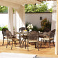 7 Pieces Outdoor Dining Set for 6, Aluminum Patio Table and Chairs Furniture Set with Umbrella Hole, Cushions, Bronze