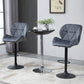 Bar Stool Set of 2 Fabric Adjustable Height Armless Upholstered Counter Chairs with Swivel Seat, Grey