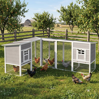 L-Shaped Wooden Chicken Coop with Run & Waterproof Roof