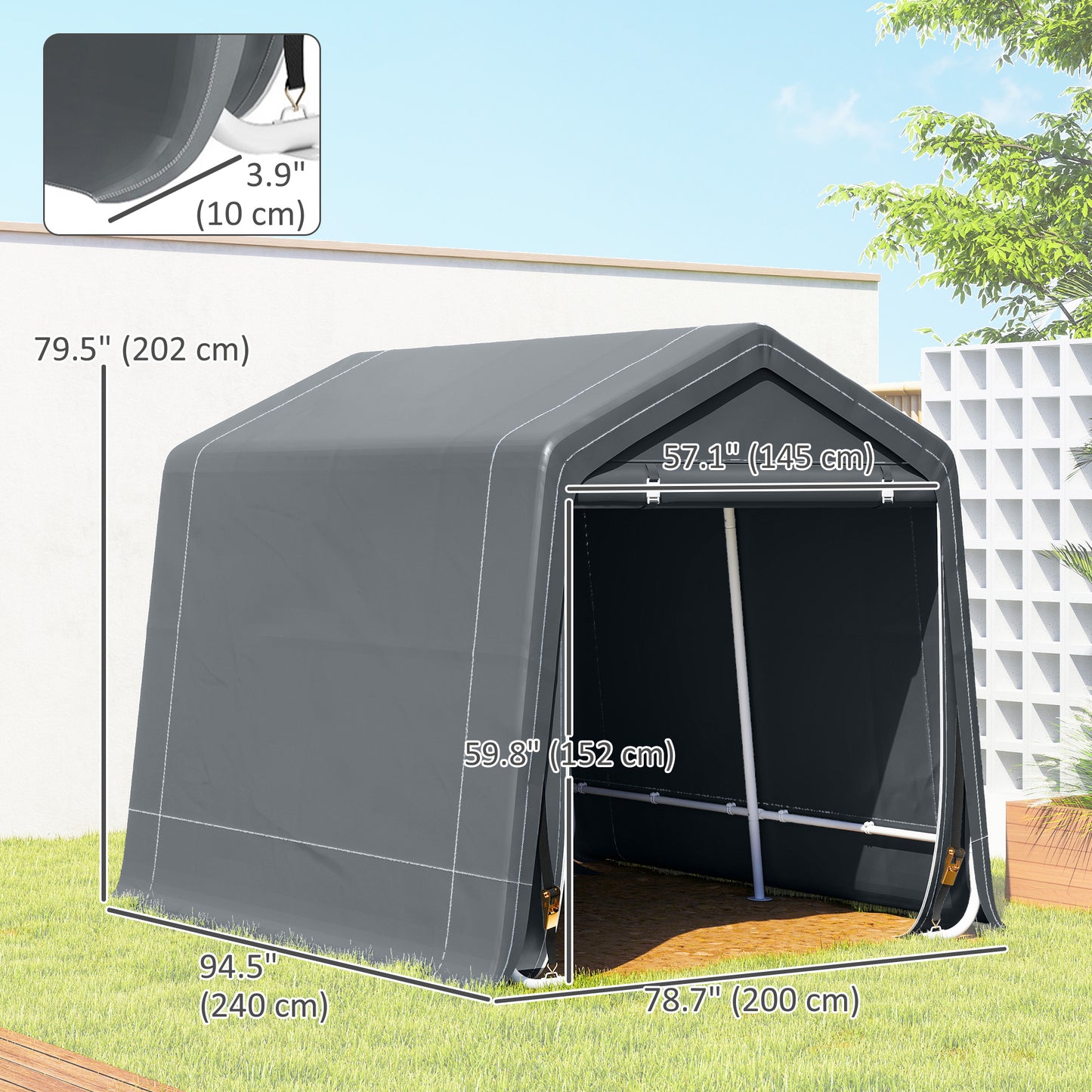 Garden Storage Tent, Patio Storage Shelter w/ Metal Frame and Double Zipper Doors, Green