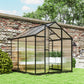 6' x 8' x 6.4' Polycarbonate Greenhouse, Aluminum Walk-In Green House Kit Garden, Plants Grow with Rain Gutter and Roof Vent, Charcoal Grey