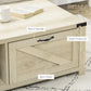 Industrial Coffee Table Side End Table with Drawer, Open Storage Shelf, Modern Farmhouse Furniture, for Living Room, Dining Room, Office, White Oak