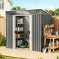 6.5x4FT Galvanised Metal Shed with Foundation Kit, Lockable Garden Tool Storage House with Sliding Doors, Vents, Grey