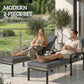 Chaise Lounge Chairs Outdoor, Set of 2 Wicker Patio Lounge Chairs with 5-Level Adjustable Backrest, Cushion
