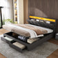 Queen Size Hydraulic Storage Bed with Remote-Controlled LED Headboard, Solid Bed Frame with Reinforced Leg, 84'' L x 61.5'' W x 39'' H, Grey