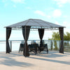 13' x 10' Polycarbonate Hardtop Gazebo Canopy, Outdoor Patio Gazebo with Aluminum Frame & Curtains, Dark Grey