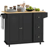 Kitchen Island Cart with Drop Leaf and Drawers - Black