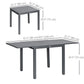 31.5"-63" Extendable Outdoor Dining Table for 4-6 with Aluminium Frame, Steel Tabletop Dark Grey