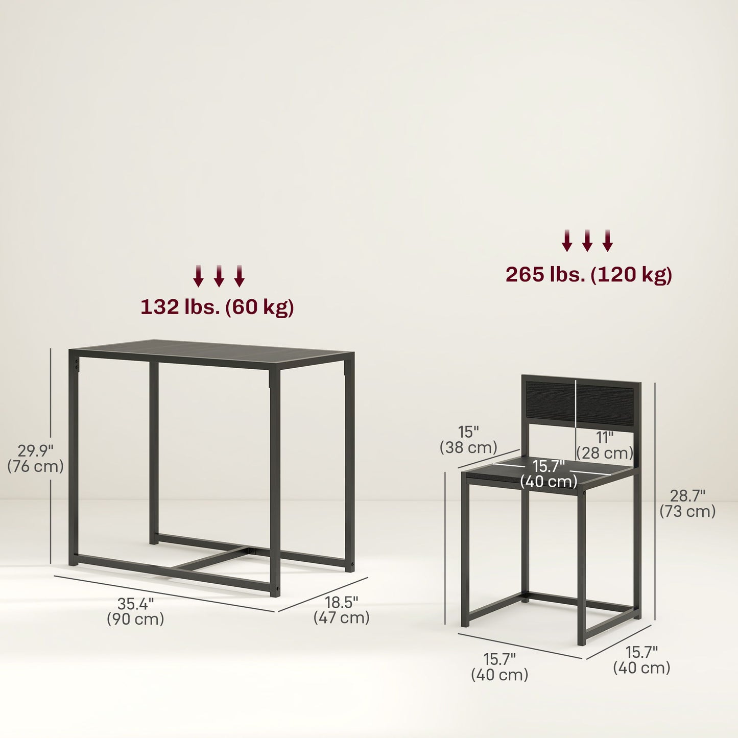Dining Table Set, Industrial Dining Set for 2, Kitchen Table and Chairs for Small Space, Dining Room Table with Chairs