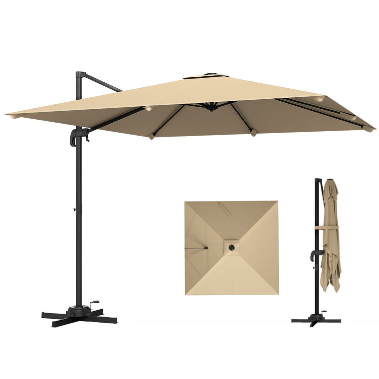 10FT Square Cantilever Umbrella with 360° Rotation