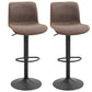 Bar Stools Set of 2, Swivel Counter Height Bar Stools with Adjustable Height and Footrest, PU Leather Upholstered Kitchen Stool for Breakfast Bar, Brown