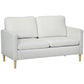 56" 2 Seat Sofa, Modern Love Seats Furniture, Upholstered 2 Seater Couch with Side Pockets, Solid Wood Frame, White