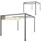 10' x 7' Patio Pergola with Retractable Canopy, Outdoor Sun Shelter, Yard Shade, Cream White