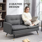55" Loveseat Sofa, Linen Love Seat w/ S spring, Steel Legs and Button Tufting, Small Couch for Living Room, Dark Grey