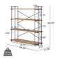 4-Shelf Minimalist Bookcase with Sleek Iron Frame, Industrial Design, Ideal for Patios, Backyard, 64" L x 17.5" W x 66.5" H, Natural