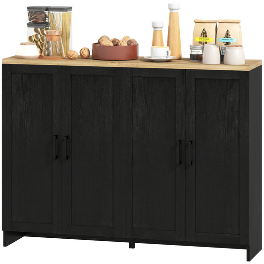 Sideboard Buffet Cabinet with 4 Doors - Black
