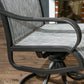 Patio Dining Chairs Set of 2, 360° Swivel Rocking Outdoor Chairs with Armrests, Breathable Mesh, Navy Blue