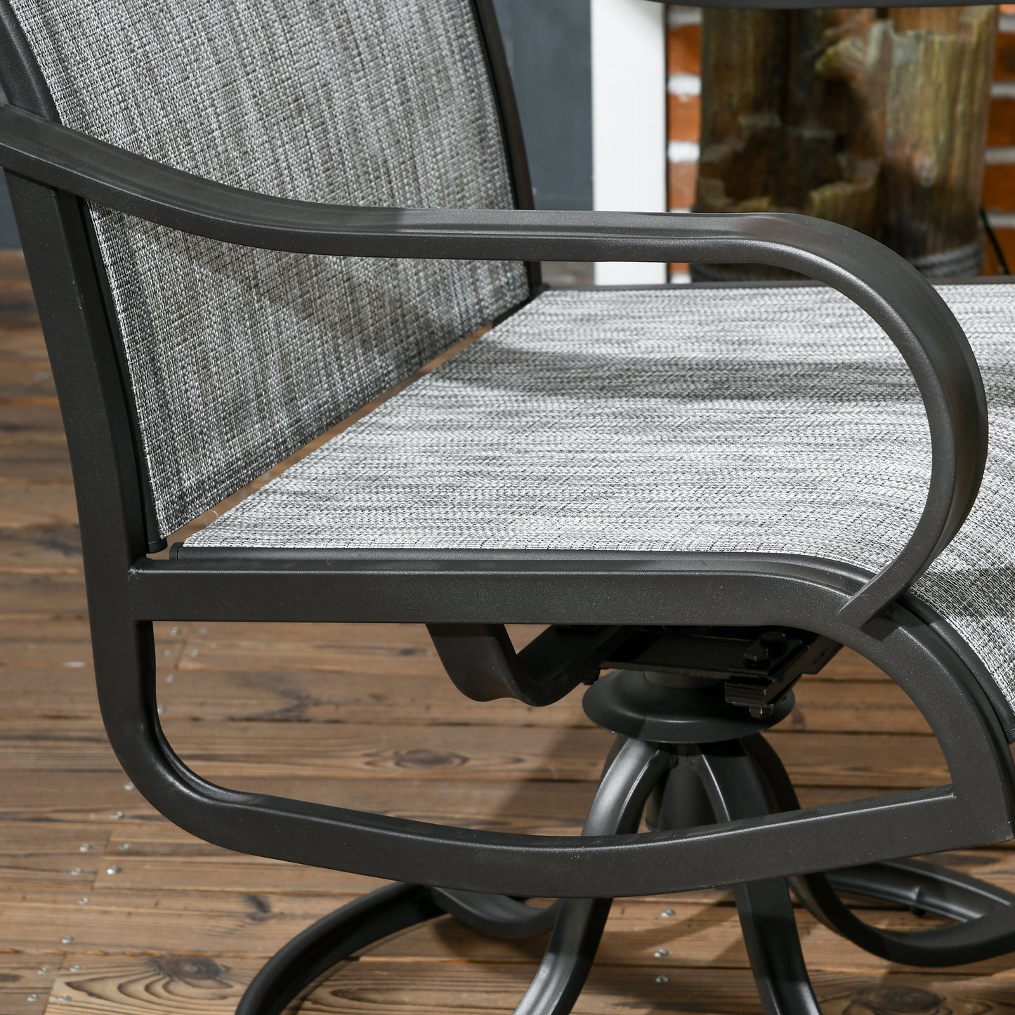 Patio Dining Chairs Set of 2, 360° Swivel Rocking Outdoor Chairs with Armrests, Breathable Mesh, Navy Blue