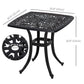 21" Square Outdoor End Table, Cast Aluminum Patio Side Table with Umbrella Hole for Garden, Balcony, Poolside, Bronze