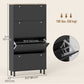 Narrow Shoe Cabinet with 4 Flip Drawers, Shoe Storage Cabinet with Adjustable Shelves, Holds 24–32 Pairs, Black