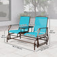 Patio Glider Rocking Chair 2 Person Outdoor Loveseat Rocker Garden Furniture Bench, Blue