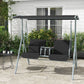 2-Seater Outdoor Porch Swing with Adjustable Canopy and Table, Patio Swing Chair for Garden, Poolside, Backyard, Black