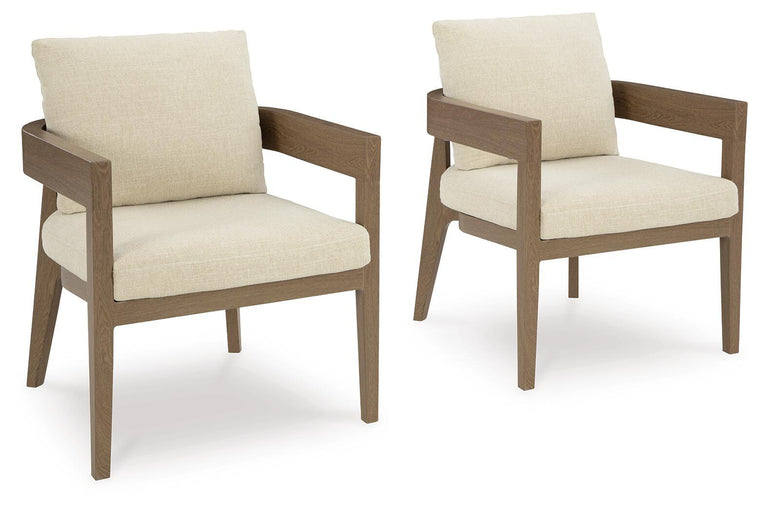 Serene Bay - Arm Chair With Cushion (Set of 2) - Dark Brown / White
