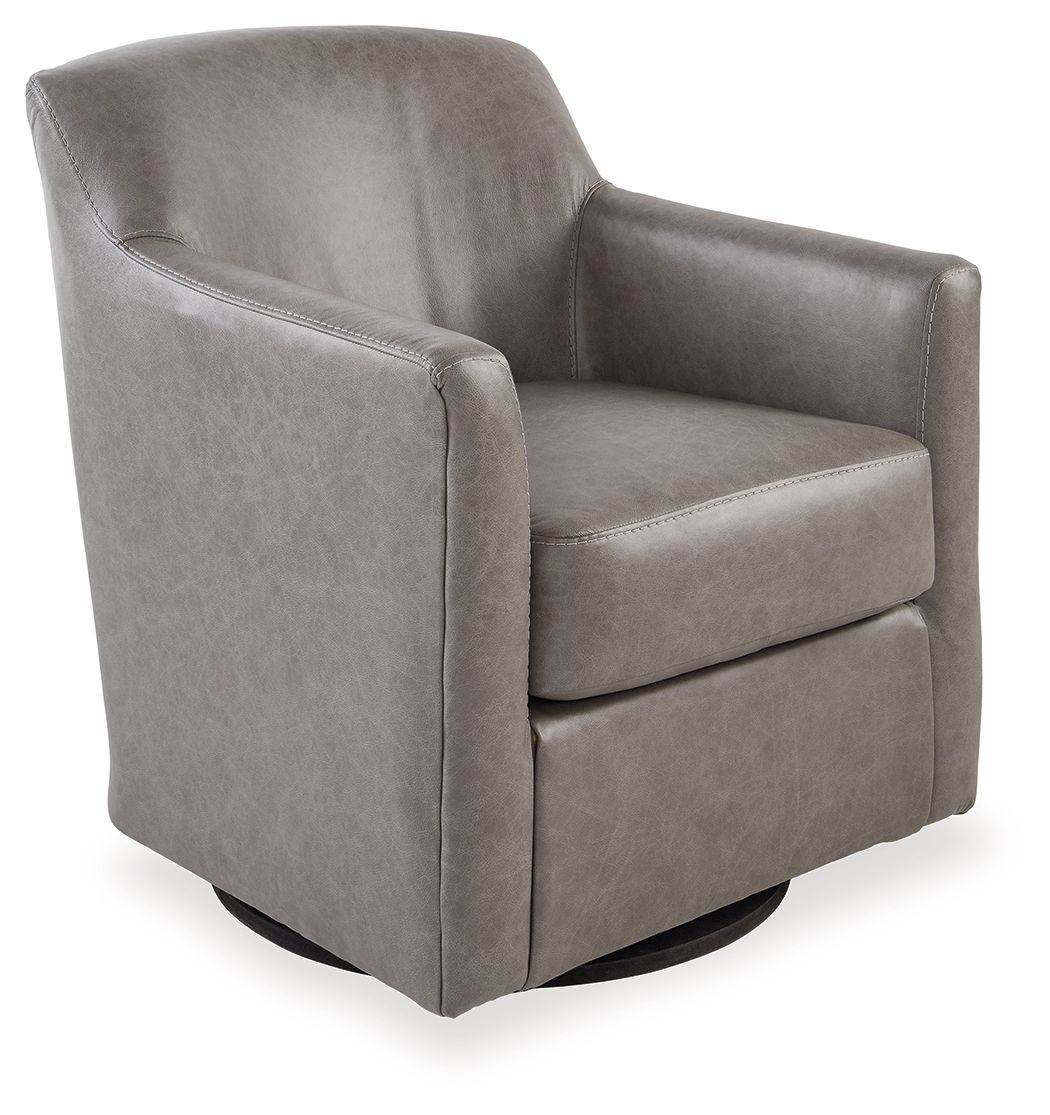 Bradney - Swivel Accent Chair - Leather Match - Fossil