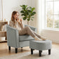Upholstered Accent Chair with Ottoman - Grey