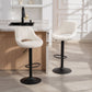 Bar Stools Set of 2, Swivel Counter Height Barstools with Adjustable Height and Cutout Back, Velvet Upholstered Bar Chairs with Round Metal Base and Footrest, Cream