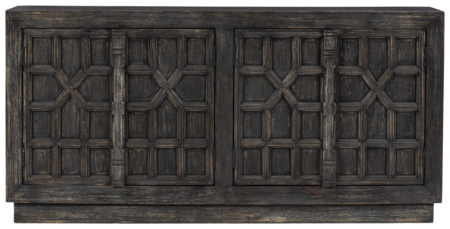 Roseworth - Distressed Black - Accent Cabinet