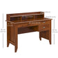 Study Table with Storage Hutch, Drawers, Shelf, Home Office Writing Table Study Workstation with Cable Management, Brown