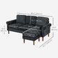 L-Shaped Sectional Sofa with Reversible Chaise - Black