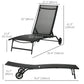 2PCs Lounge Chairs with Wheels, 5-Level Adjustable Backrest for Garden, Backyard, Patio, Deck, Poolside, White