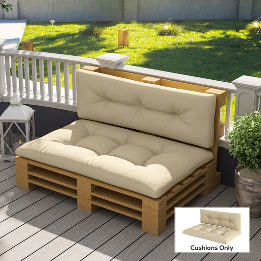 2-Piece Pallet Cushion Set, Outdoor 3.9" Thick Replacement Pallet Sofa Cushions, Tufted Replacement Pads for Garden Patio, Beige