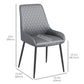 Upholstered Kitchen Chairs, Modern Dining Chairs Set of 4 with Diamond Tufting and Steel Legs for Dining Room, Grey