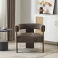 Modern Lounge Sofa Chair with Barrel-Back Design, Stylish Accent Armchair with 3-Leg Frame, 29.5" L x 26" W x 27" H, Dark Brown+Walnut