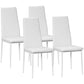 4 Set Dining Chairs High Back Faux Leather Kitchen Chairs for Living Room Kitchen White