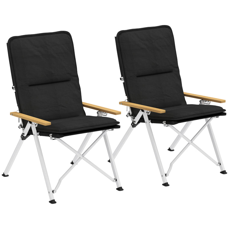 Portable Folding Camp Chairs with Padded Seat, 2-Pack